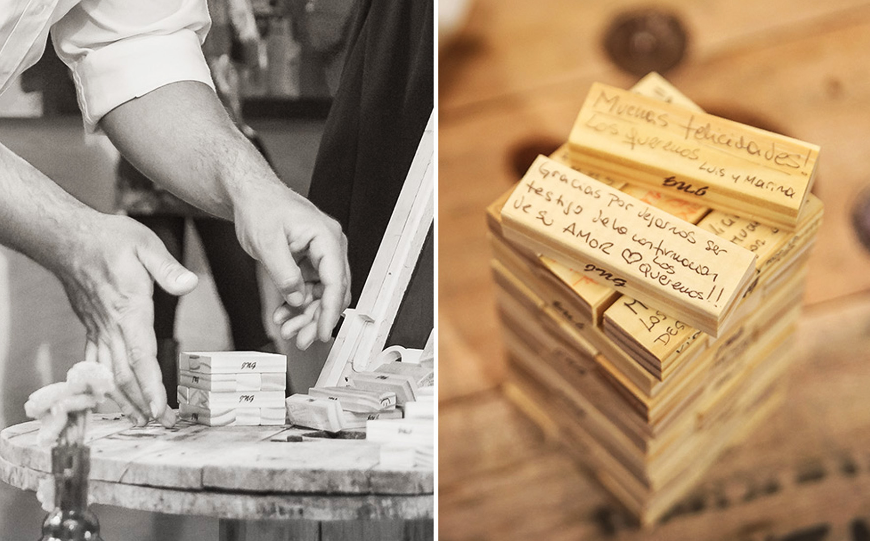 Jenga blocks as guest book