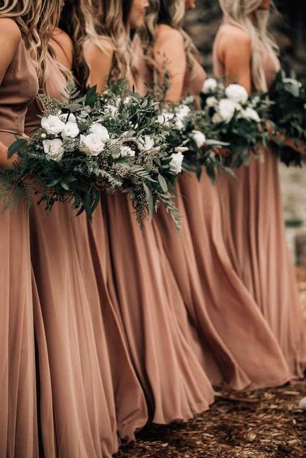 terracotta-bridesmaid-dresses-with-sage-green-bouquets